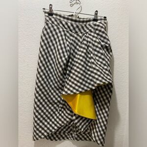 Tish Cox Skirt Plaid lined with yellow rubble front accent size XS